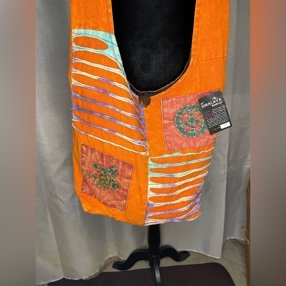 Himalayan Medium Size Crossbody Cloth Bag - Orange - Picture 8 of 9